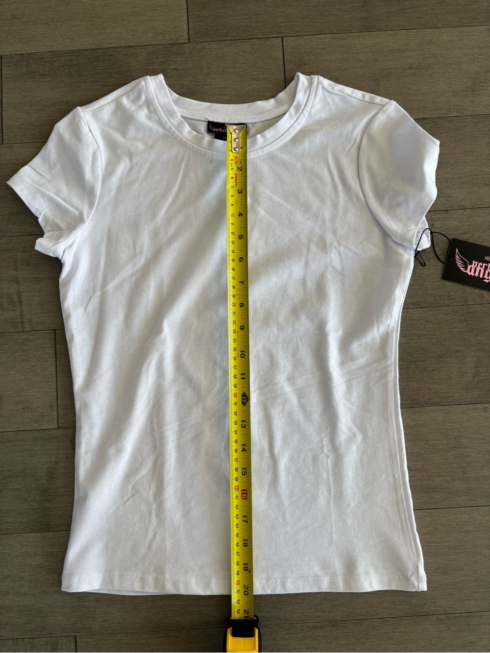 Women's White Crewneck Short Sleeve Tee by Perfect Angel - Picture 7 of 8